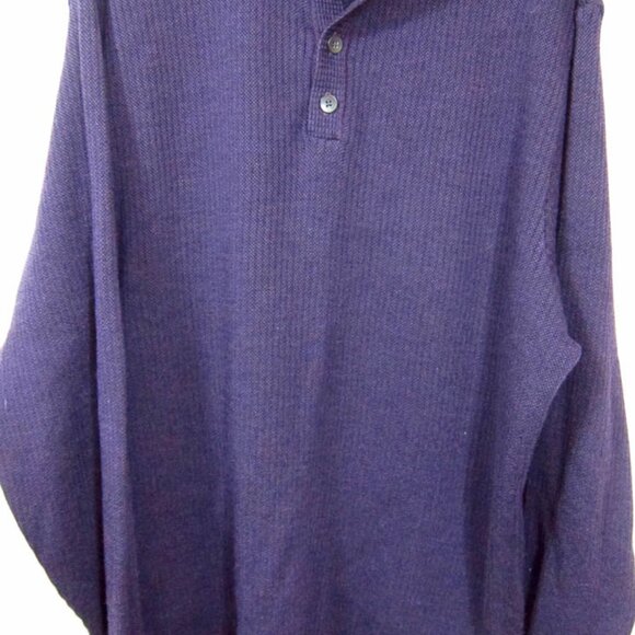 PRISTINE St. Croix Knits Wool & Cotton Blend Purple Henley Polo Sweater XL XLT - Picture 5 of 5